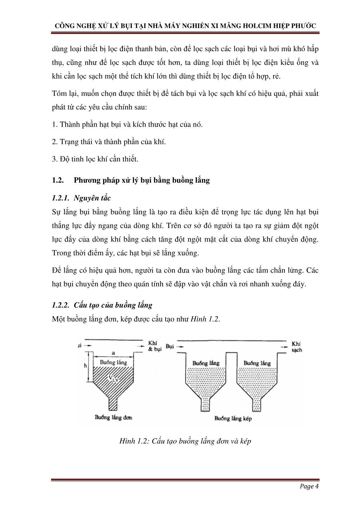 Chuyên đề Công nghệ xử lý bụi - Case study: công nghệ xử lý bụi tại nhà máy nghiền xi măng holcim Hiệp Phước trang 5