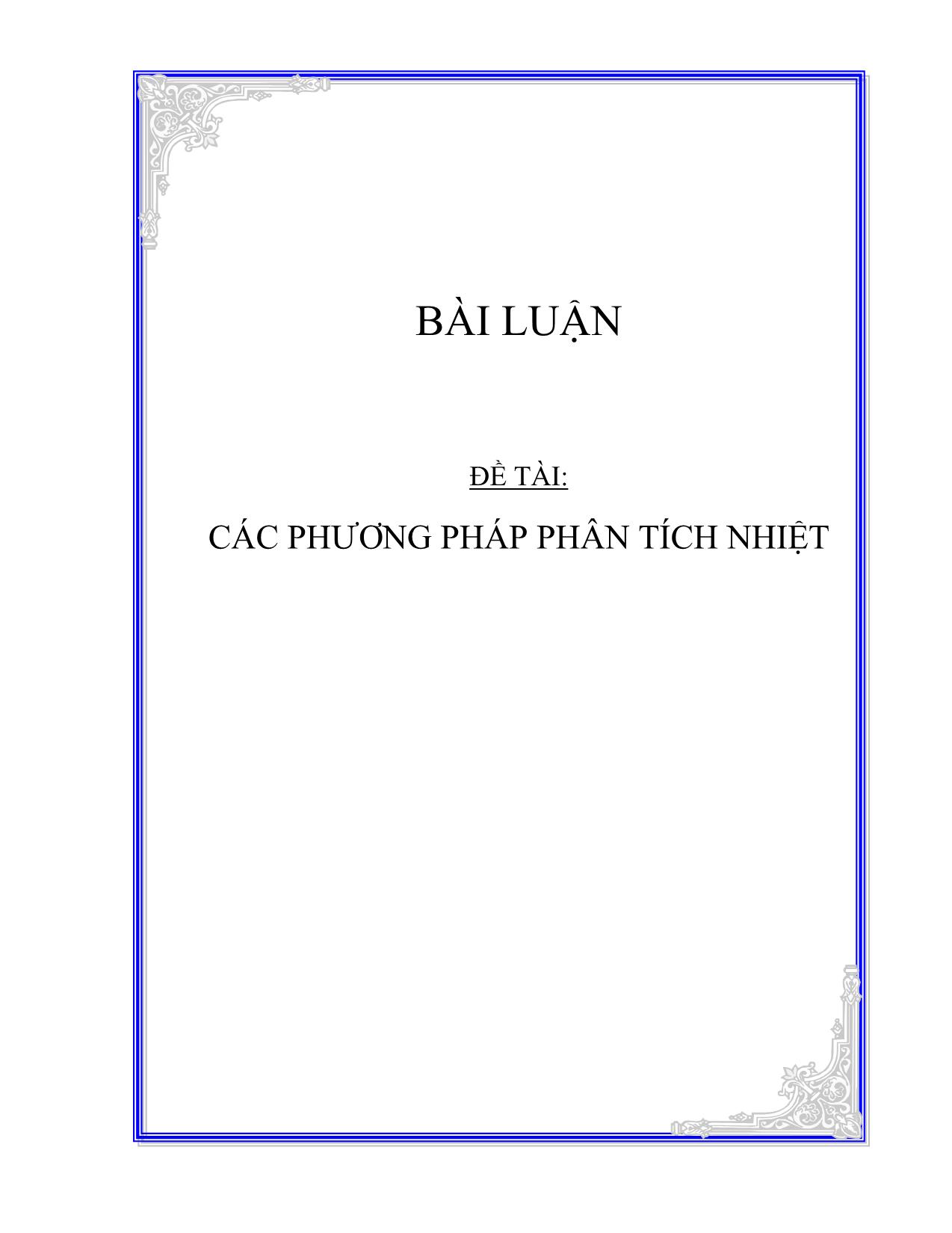 Đề tài Các phương pháp phân tích nhiệt trang 1