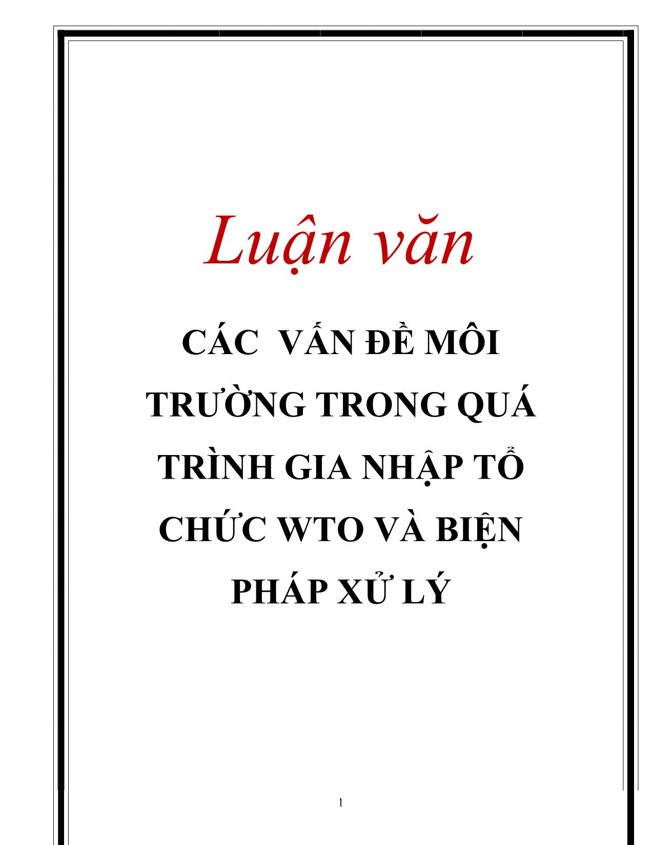 Đề tài Các vấn đề môi trường trong quá trình gia nhập tổ chức wto và biện pháp xử lý trang 1