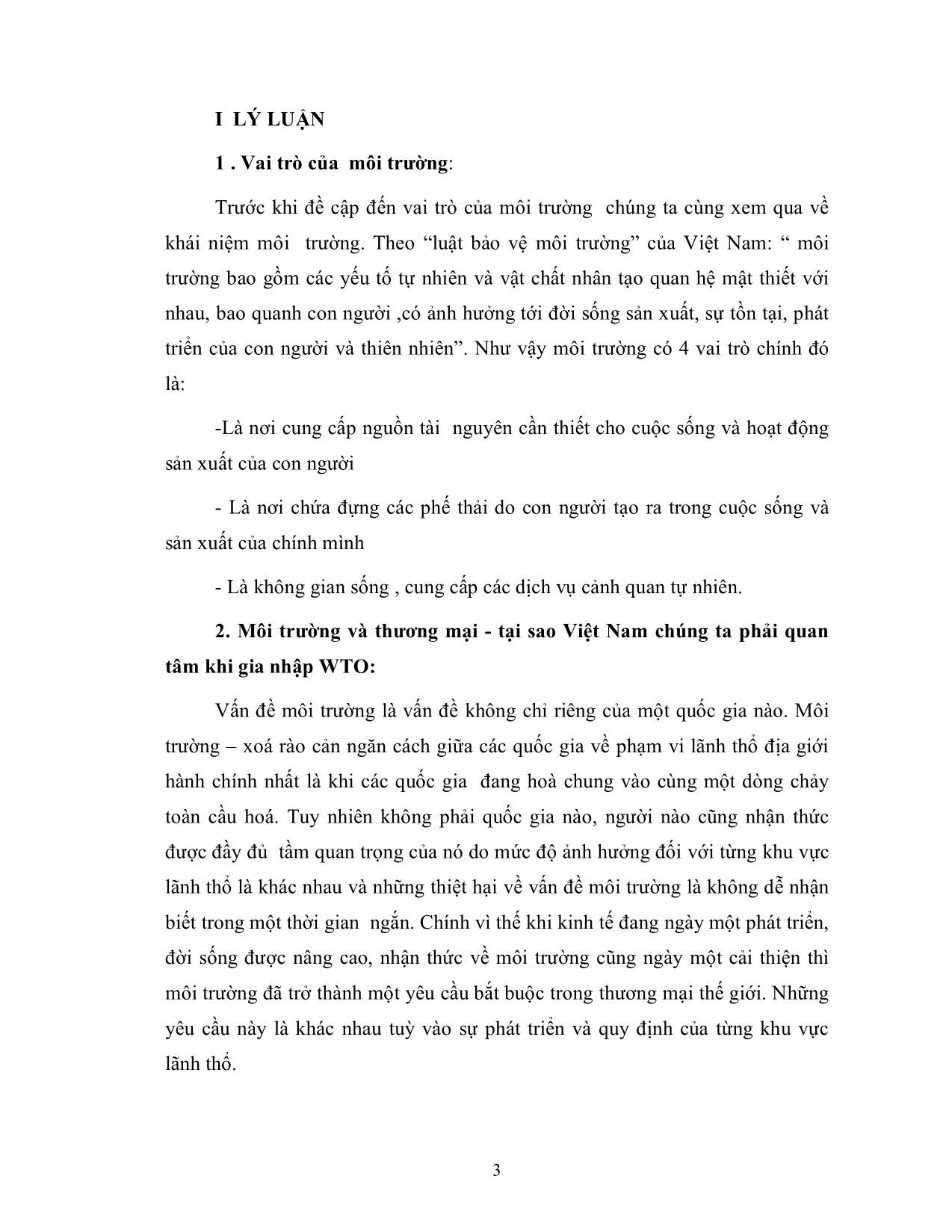 Đề tài Các vấn đề môi trường trong quá trình gia nhập tổ chức wto và biện pháp xử lý trang 3