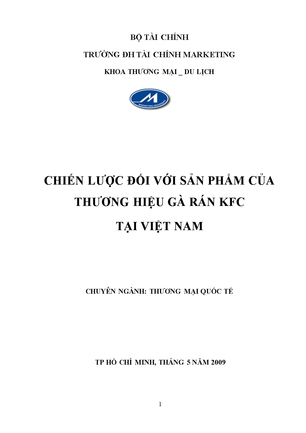 Đề tài Chiến lược đối với sản phẩm của thương hiệu gà rán kfc tại Việt Nam trang 1