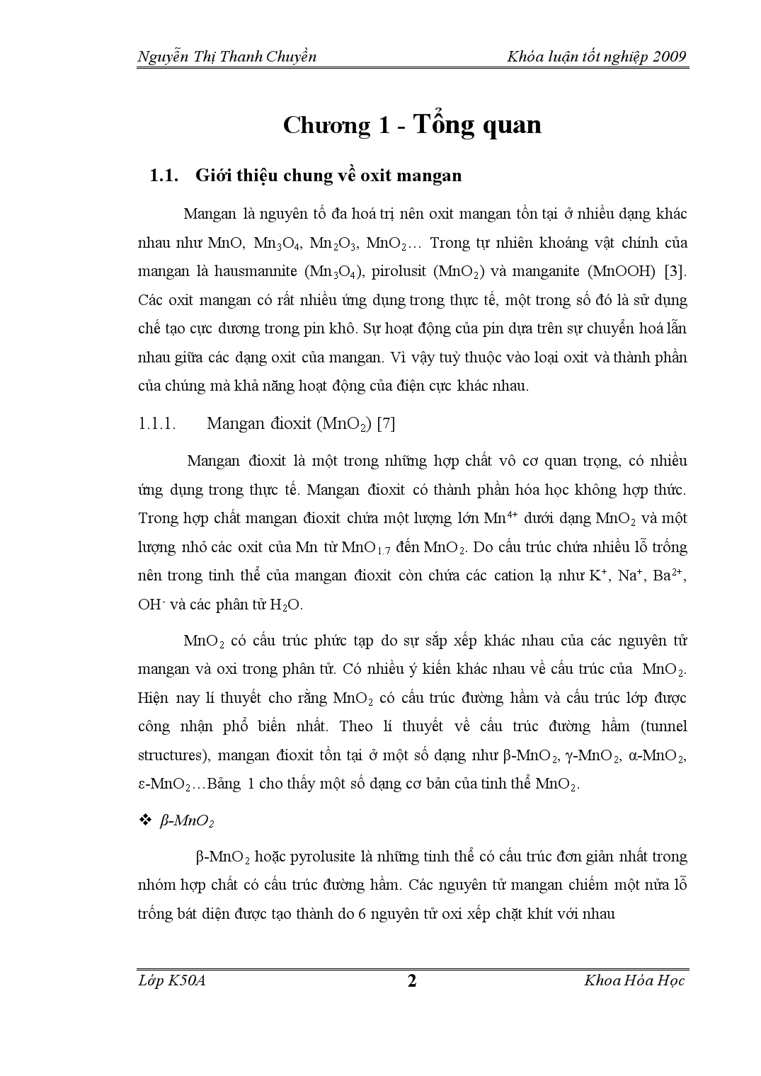 Đề tài Nghiên cứu cấu trúc và tính chất điện hóa của vật liệu oxit mangan được điều chế bằng phương pháp khử trang 2