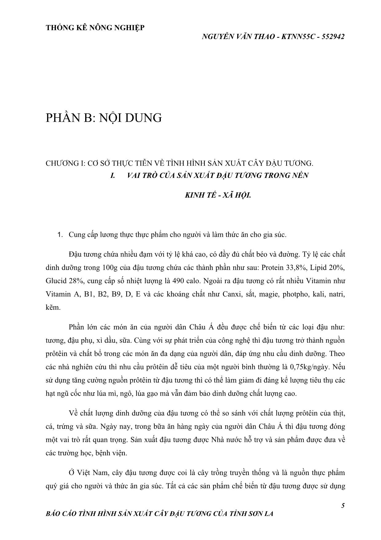 Đề tài Tình hình sản xuất cây đậu tương ở tỉnh Sơn La trang 5