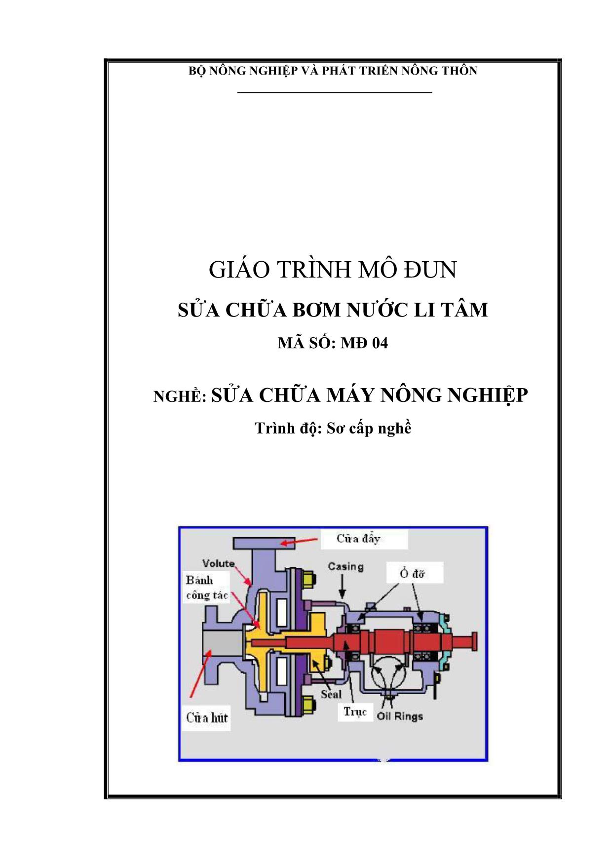 Giáo trình mô đun sửa chữa bơm nước li tâm trang 1