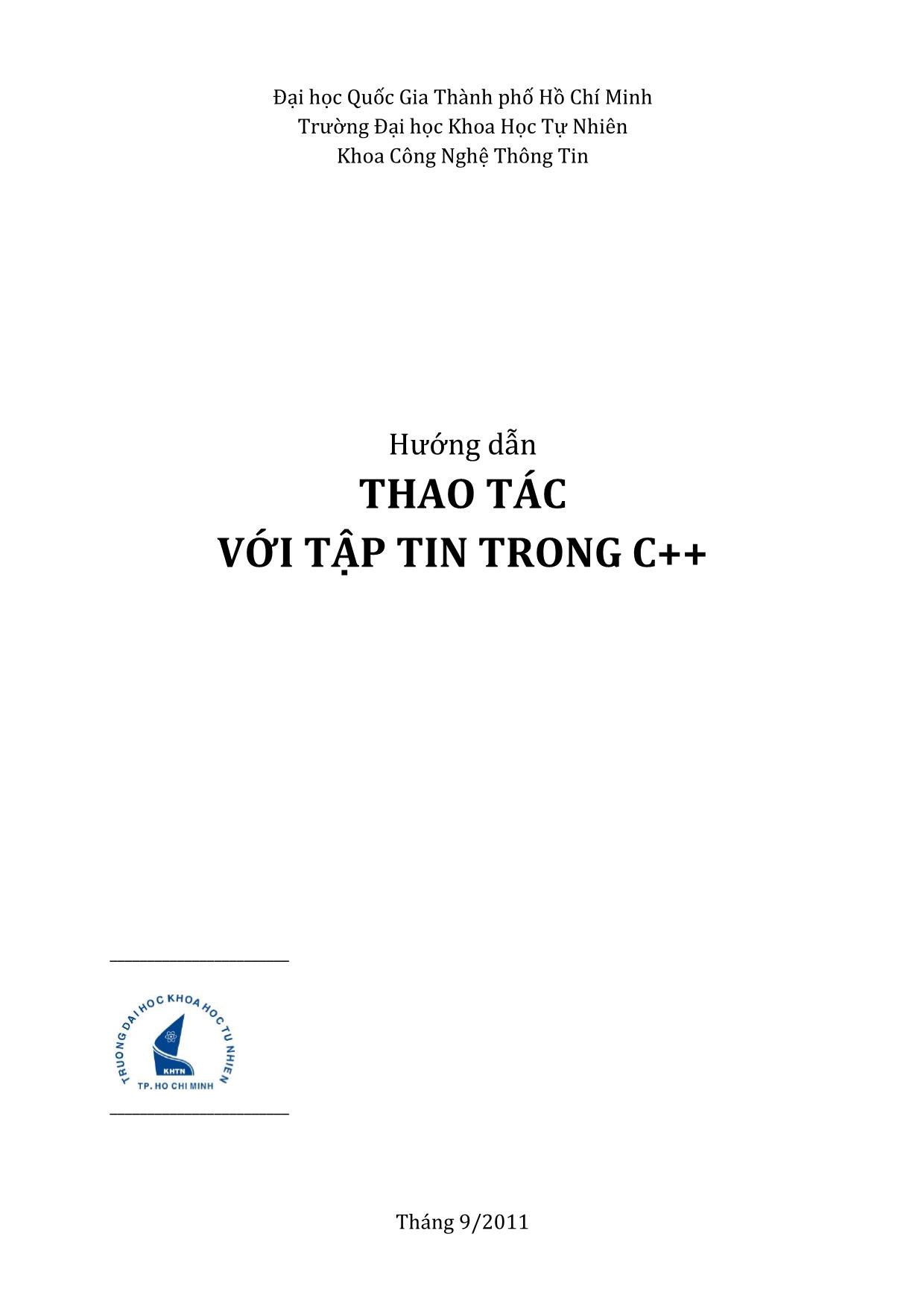 Hướng dẫn thao tác với tập tin trong c++ trang 1