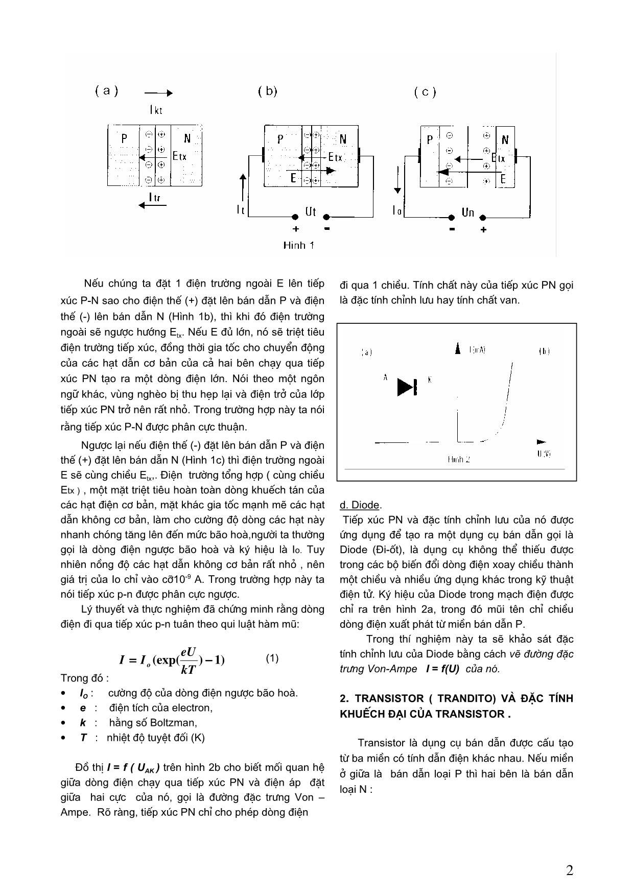 Khảo sát đặc tính của diode và transistor trang 2