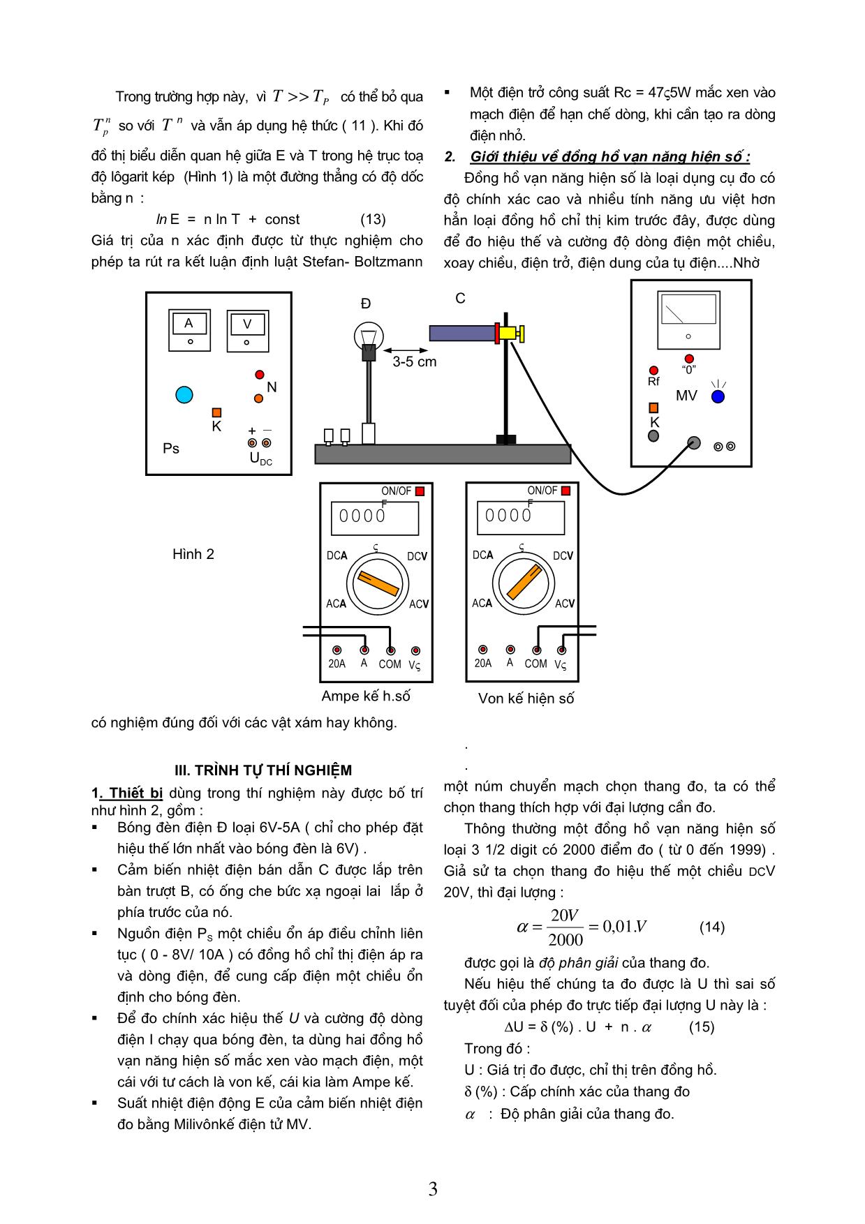 Khảo sát hiện tượng bức xạ nhiệt nghiệm định luật stefan - Boltzmann trang 3