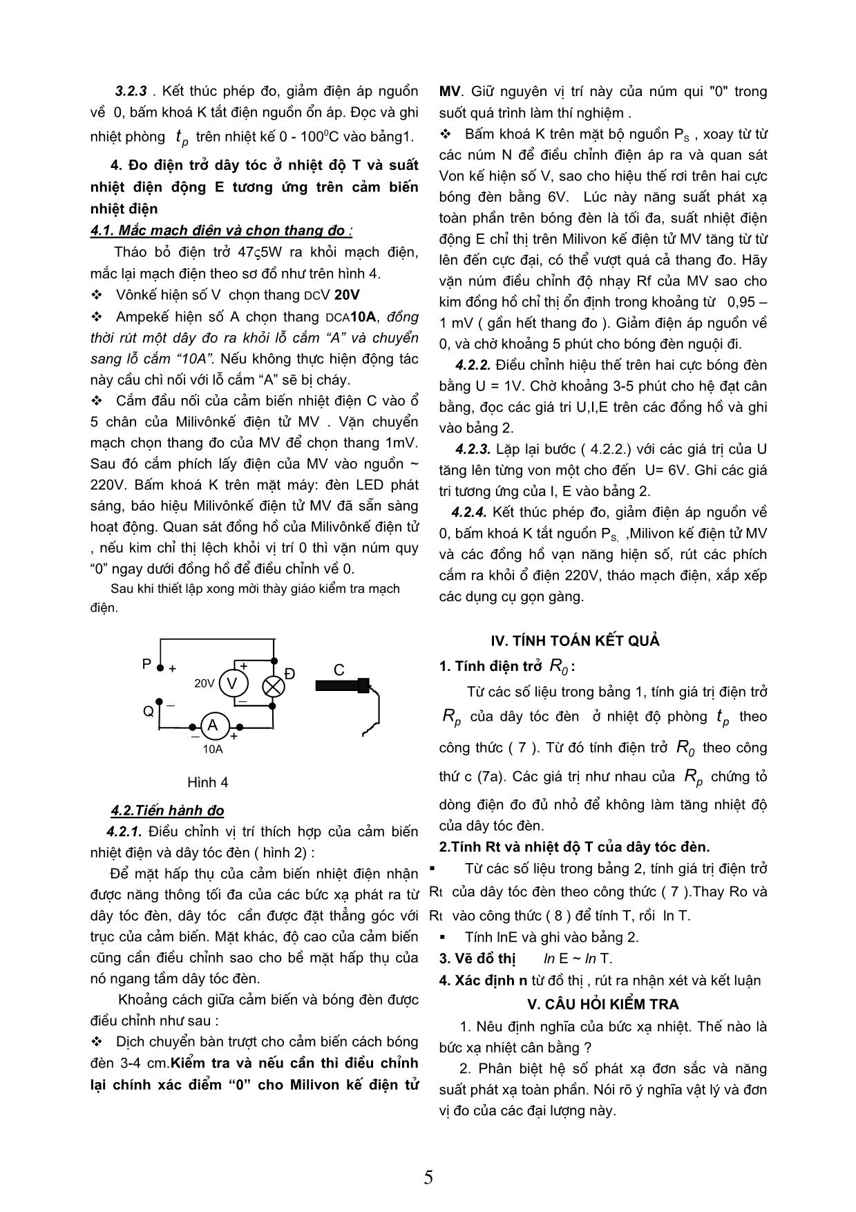 Khảo sát hiện tượng bức xạ nhiệt nghiệm định luật stefan - Boltzmann trang 5