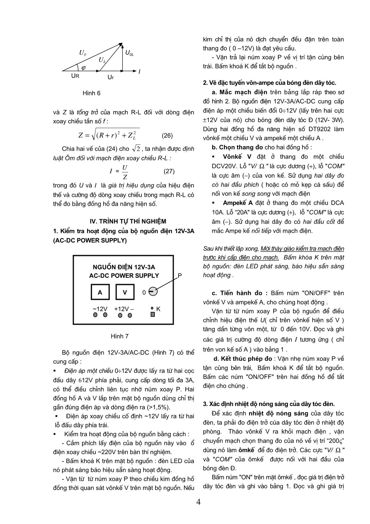 Làm quen Sử dụng dụng cụ đo điện Khảo sát các mạch điện một chiều và xoay chiều trang 4