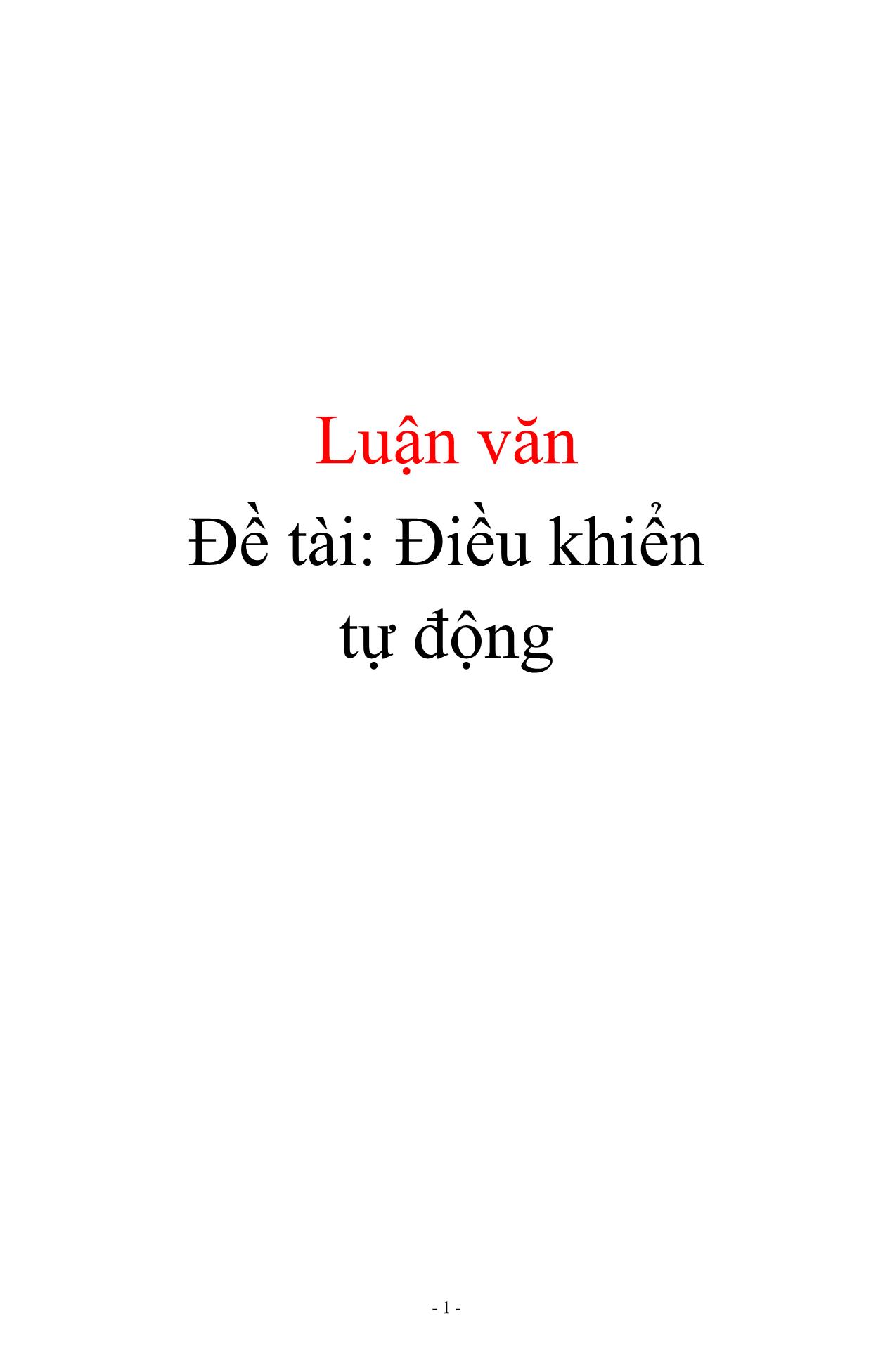 Luận văn về Điều khiển tự động trang 1