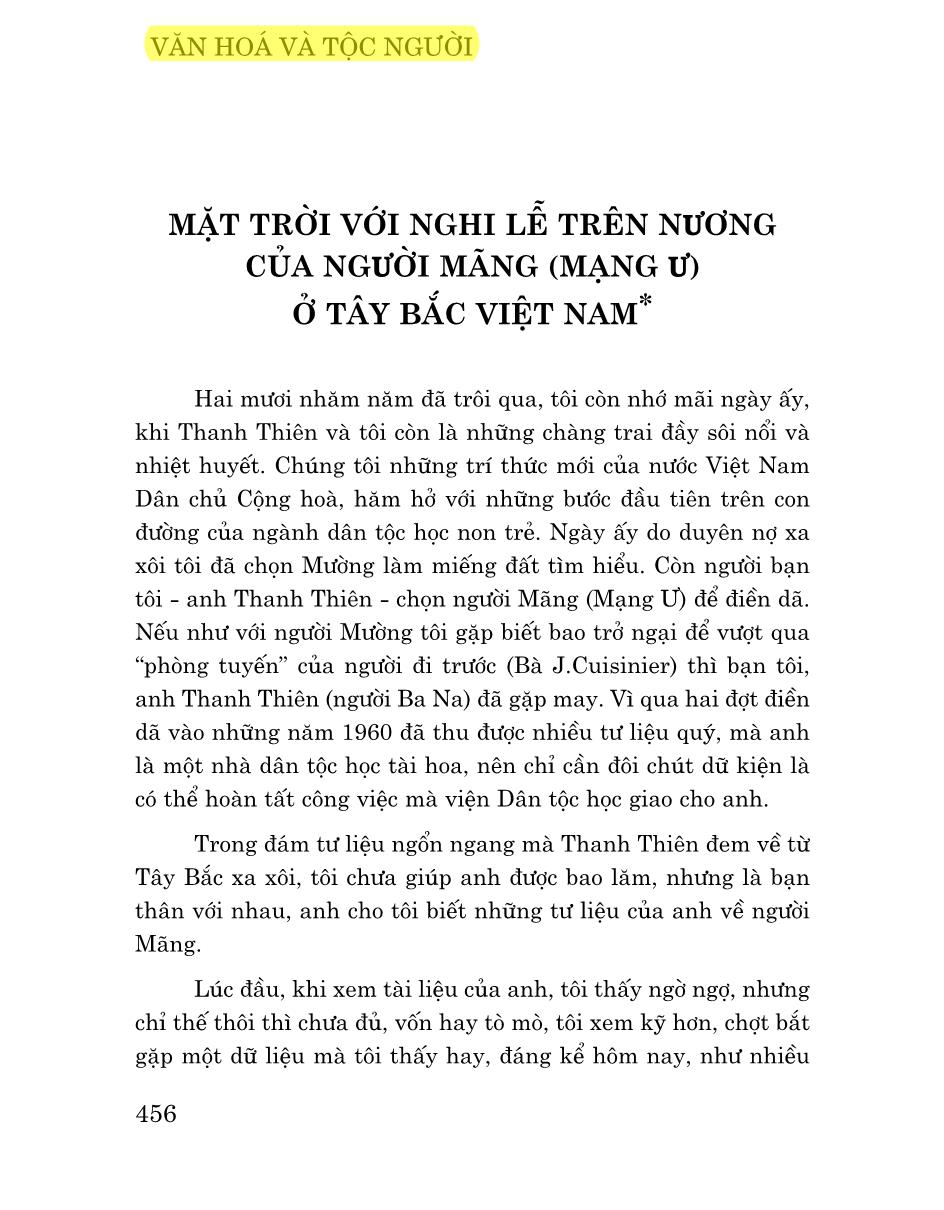 Mặt trời với nghi lễ trên nông của người mãng (mạng ư) ở Tây Bắc Việt Nam trang 1