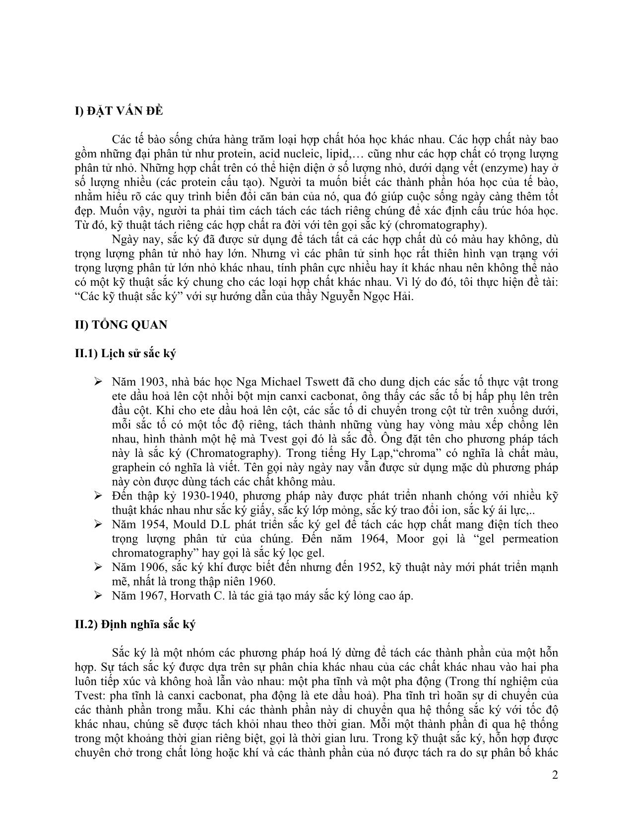 Tiểu luận Các kỹ thuật sắc ký trang 2
