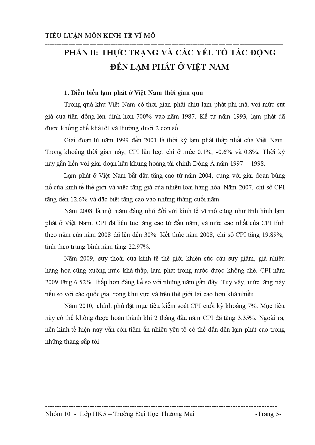 Tiểu luận Lạm phát và biện pháp kiềm chế, kiểm soát lạm phát ở Việt Nam hiện nay trang 5