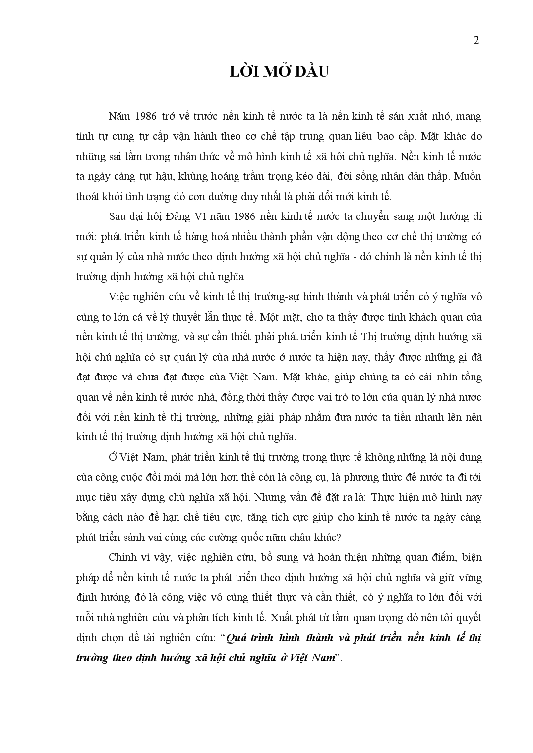 Tiểu luận Quá trình hình thành và phát triển nền kinh tế thị trường theo định hướng xã hội chủ nghĩa ở Việt Nam trang 2