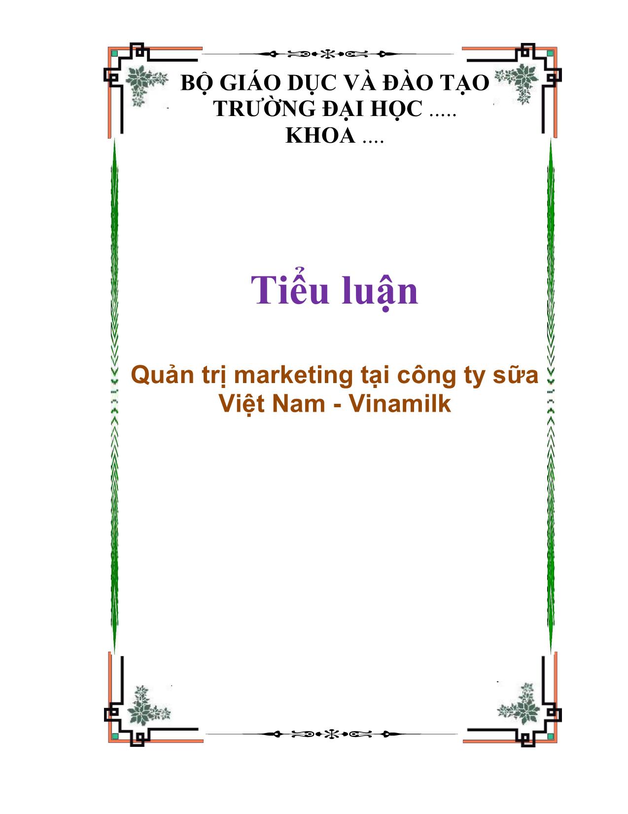 Tiểu luận Quản trị marketing tại công ty sữa Việt Nam - Vinamilk trang 1