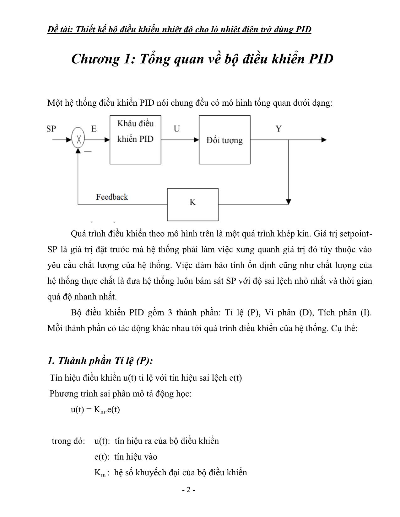 Tiểu luận Thiết kế bộ điều khiển nhiệt độ cho lò nhiệt điện trở dùng PID trang 3