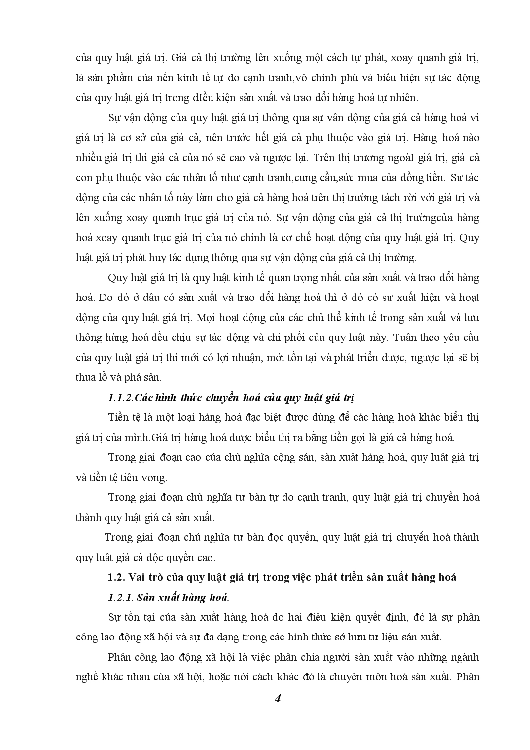 Tiểu luận Thực trạng vận dụng quy luật giá trị vào nền kinh tế nước ta thời gian qua và những giải pháp đề ra nhằm vận dụng quy luật giá trị vào nền kinh tế Viêt Nam trang 4