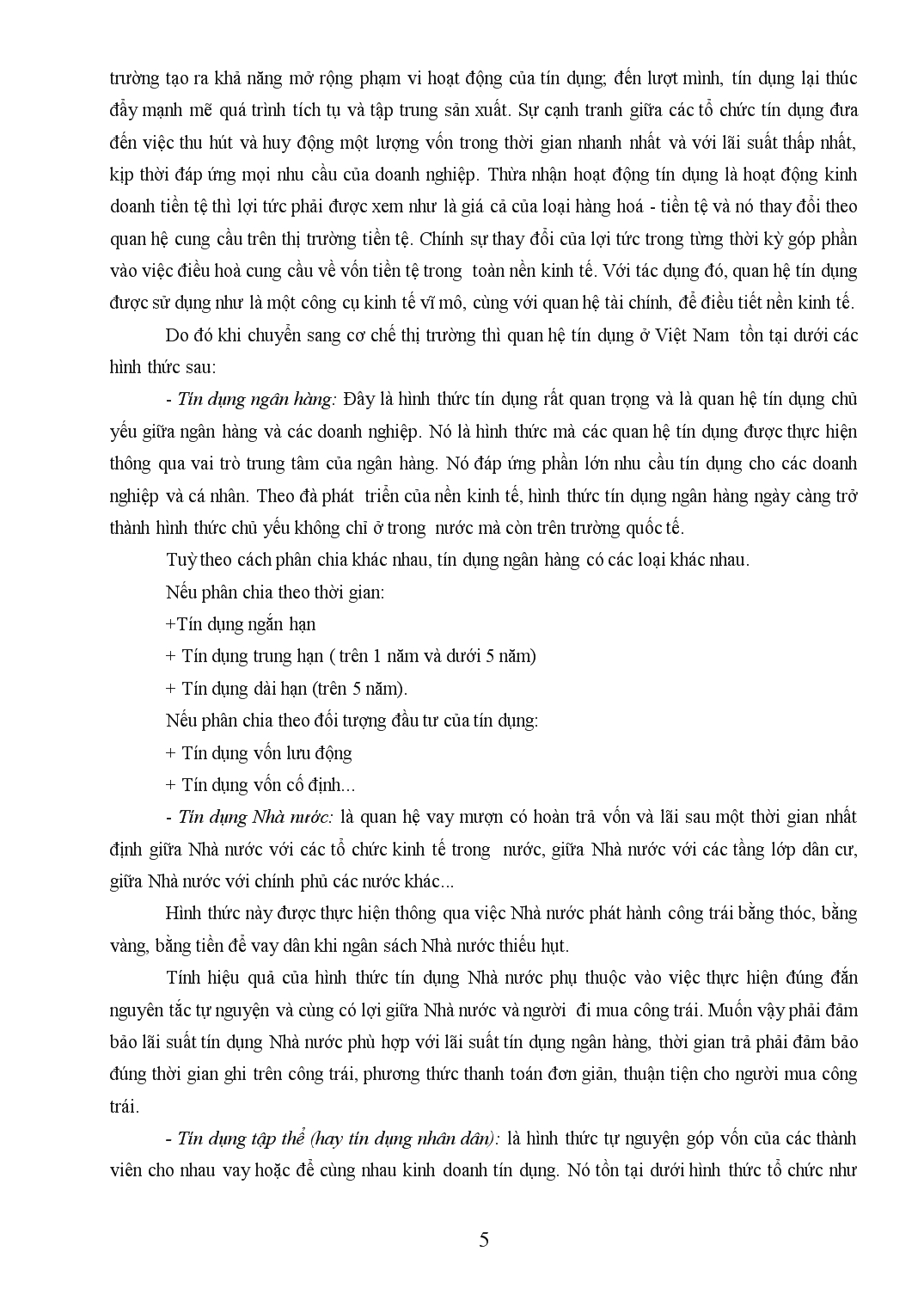 Tiểu luận Tín dụng trong nền kinh tế thị trường định hướng xã hội chủ nghĩa ở Việt Nam trang 5