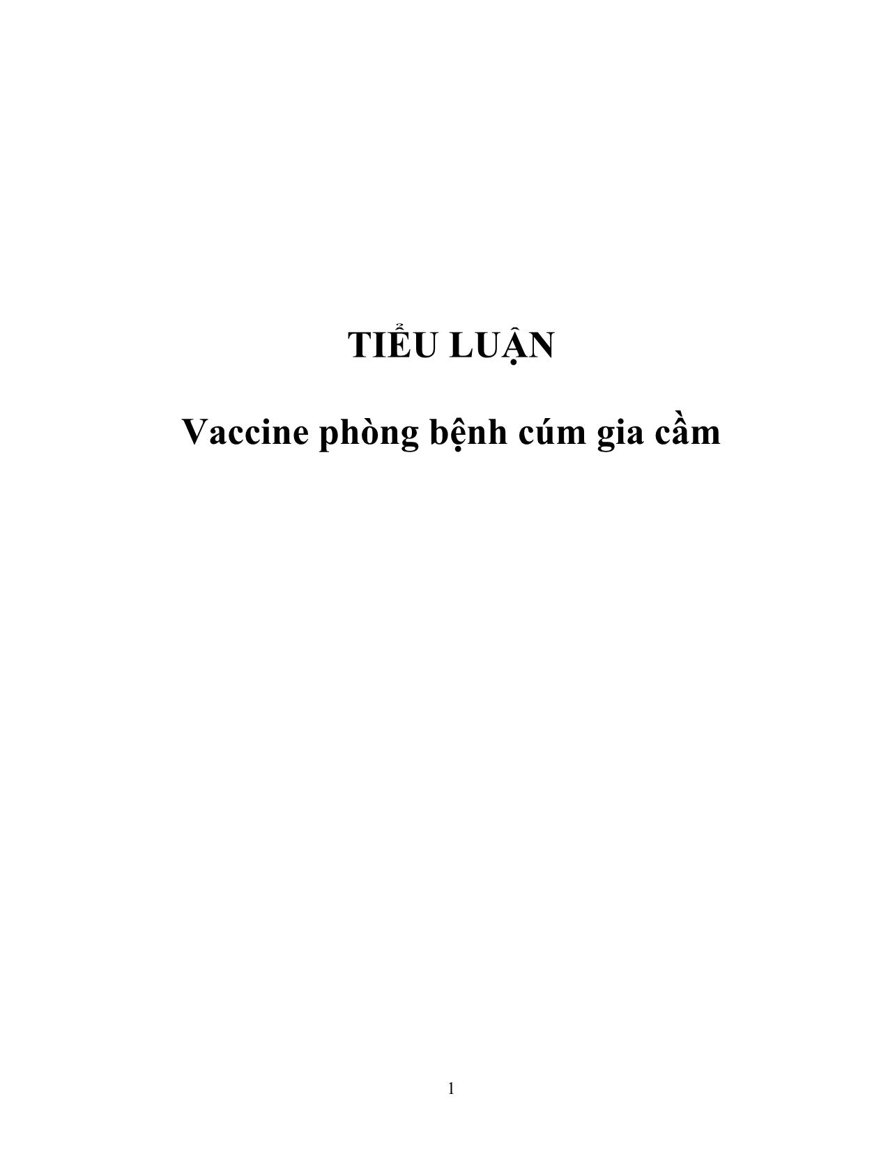 Tiểu luận Vaccine phòng bệnh cúm gia cầm trang 1