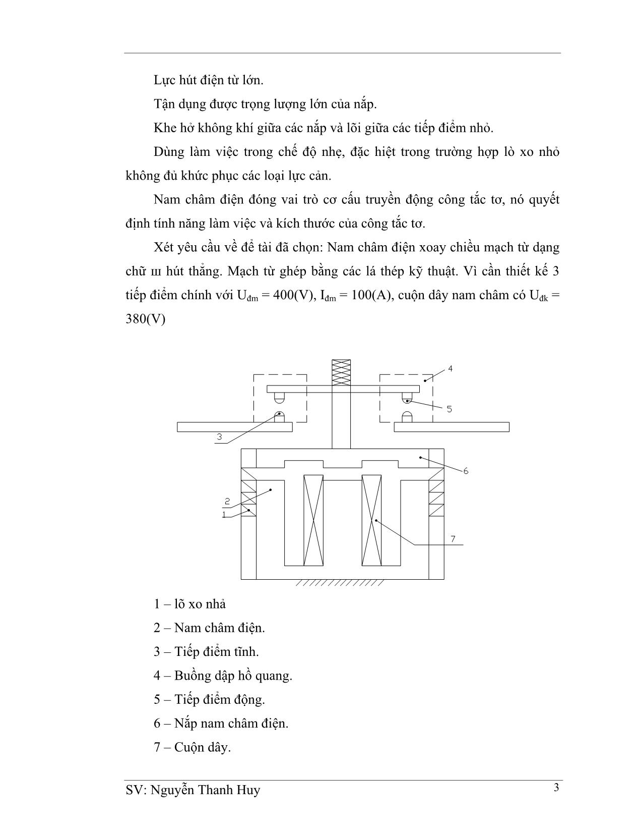 Đồ án Thiết kế công tắc tơ điện xoay chiều 3 pha trang 4