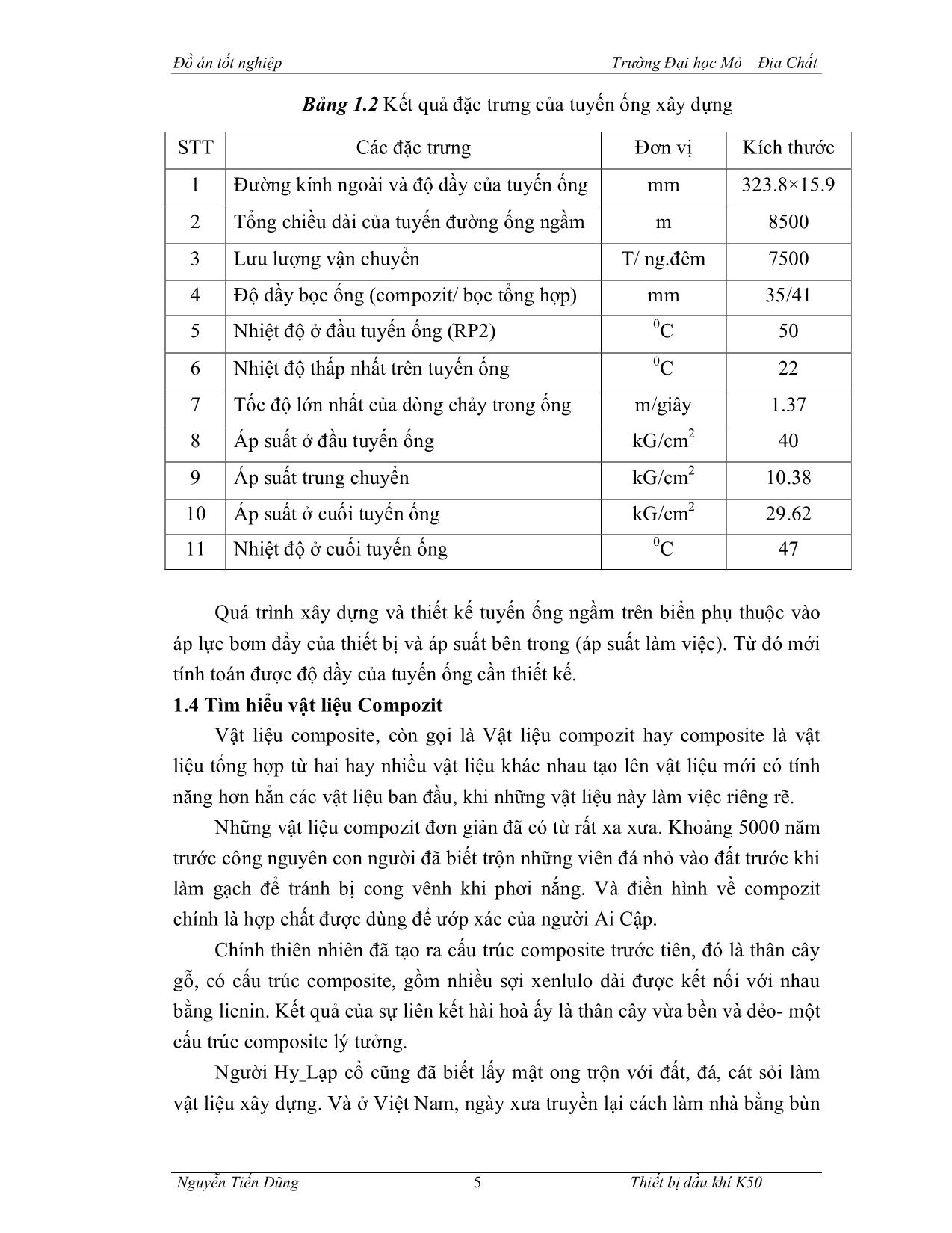 Đồ án Tính toán thi công, lắp đặt tuyến ống dẫn dầu RP2 – UBN3 trang 5