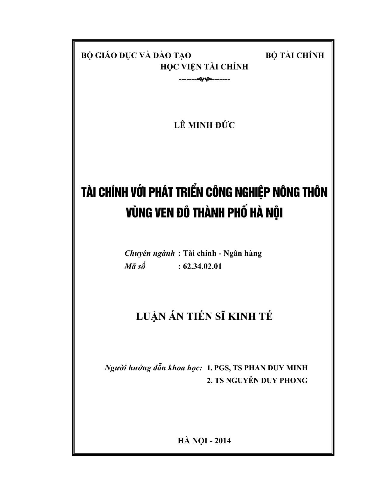 Luận án Tài chính với phát triển công nghiệp nông thôn vùng ven đô Thành phố Hà Nội trang 2