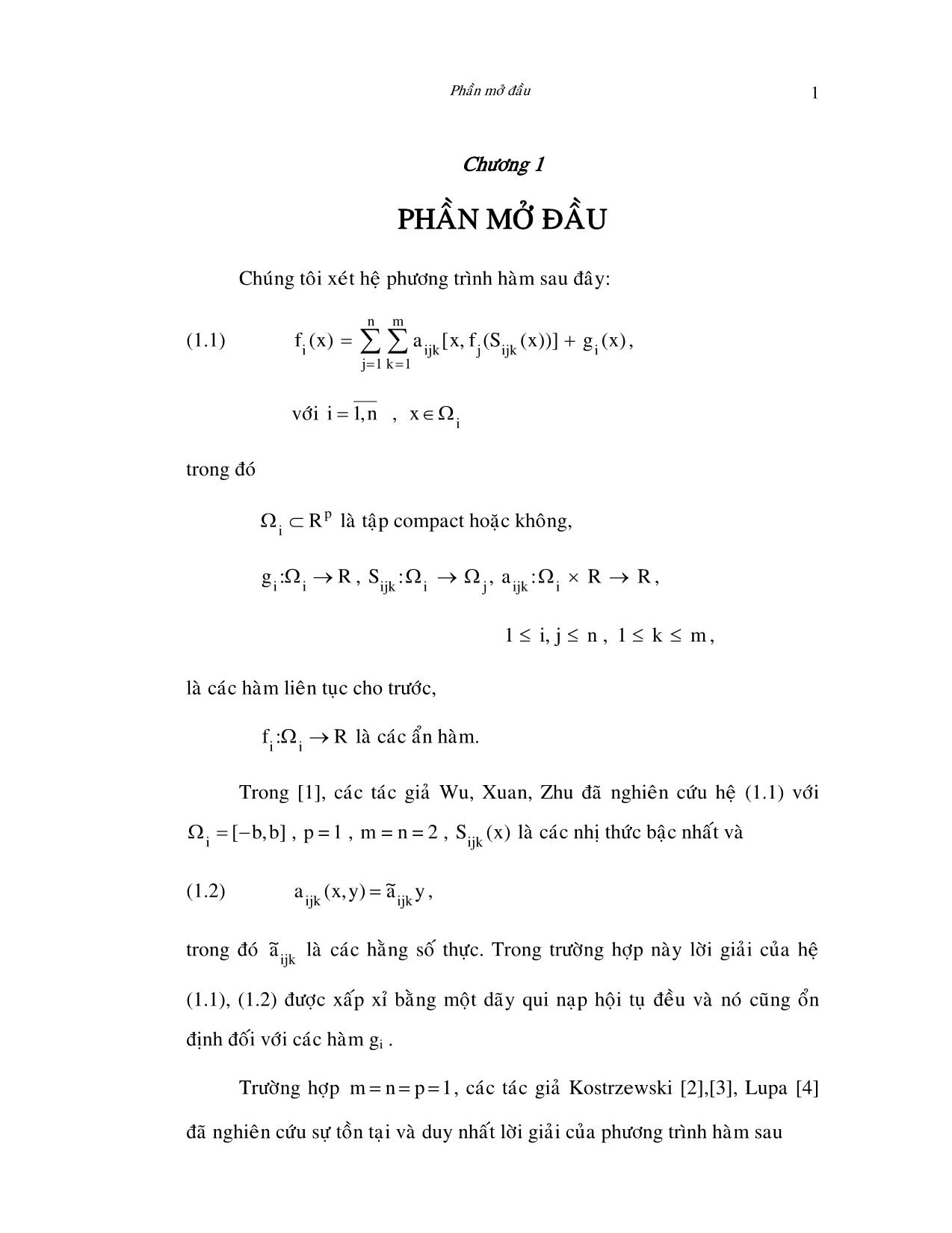 Luận văn Hệ phương trình hàm cho miền nhiều chiều trang 5