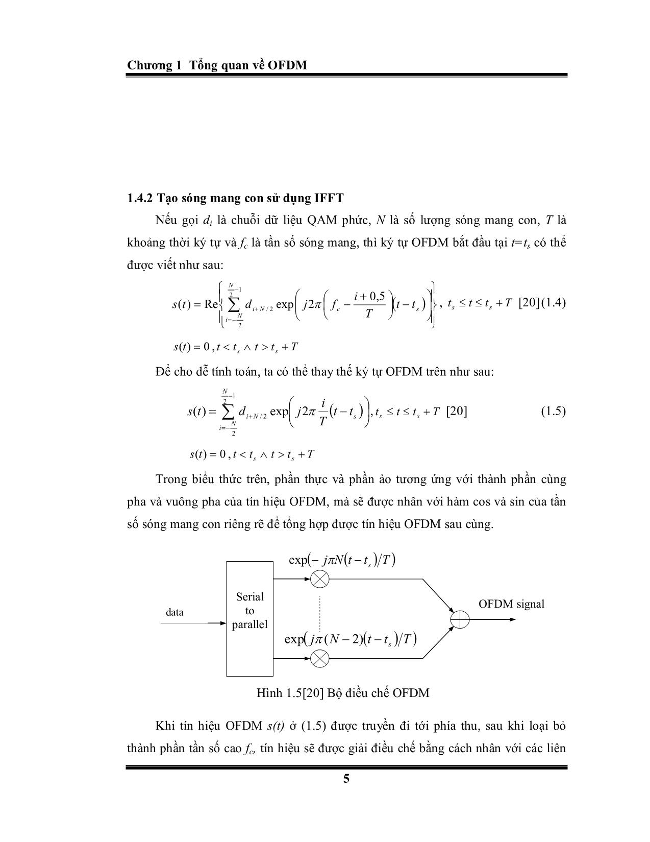 Luận văn Kỹ thuật ghép kênh phân chia theo tần số trực giao – OFDM trang 5