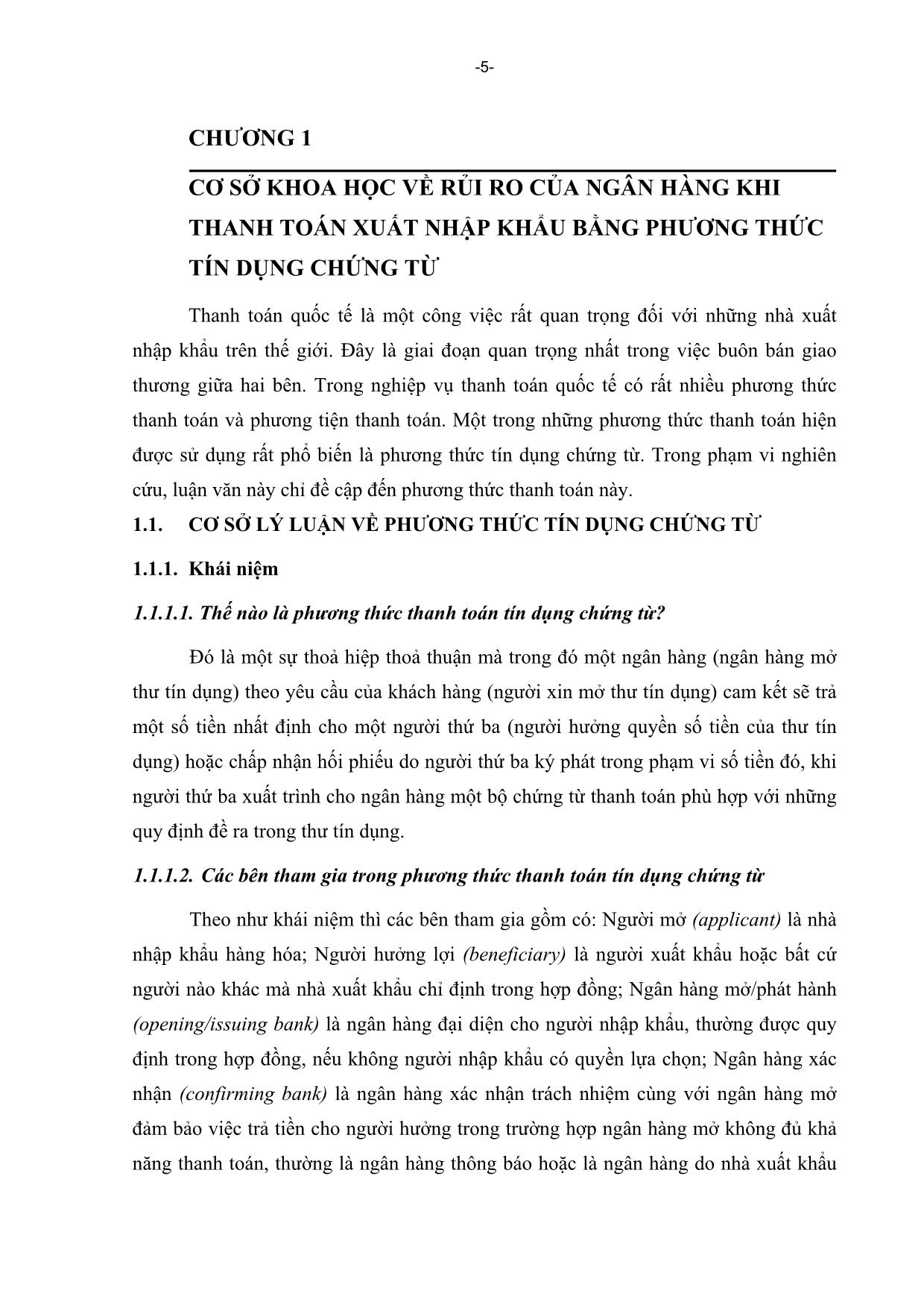 Luận văn Một số biện pháp phòng ngừa rủi ro trong phương thức tín dụng chứng từ tại ngân hàng đầu tư và phát triển Việt Nam trang 5