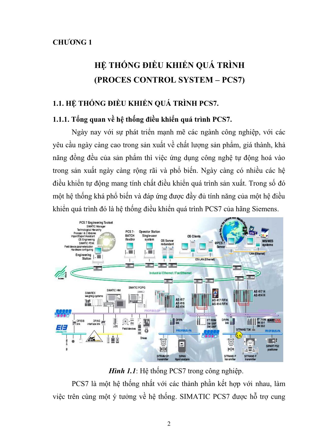 Luận văn Nghiên cứu thiết bị hiện trường thông minh sử dụng trong hệ thống điều khiển quá trình PCS7 của hãng Siemens trang 3