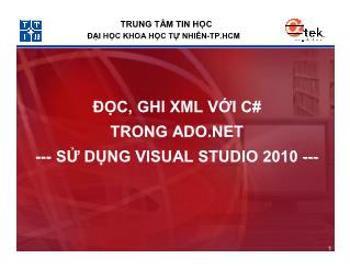 Đọc, ghi XML với C# trong ADO.net - Sử dụng Visual Studio 2010