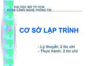 Bài giảng Cơ sở lập trình