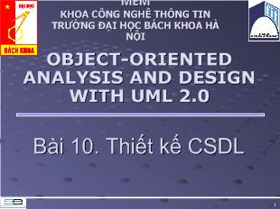 Bài giảng Công nghệ phần mềm - Bài 10: Thiết kế CSDL