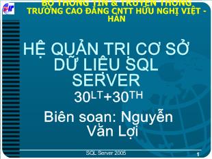 Bài giảng Hệ quản trị cơ sở dữ liệu SQL Server