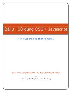 Bài giảng Lập trình và thiết kế web 1 - Bài 3: Sử dụng CSS + JavaScript