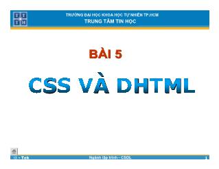 Bài giảng Lập trình Web - Bài 5: CSS và DHTML