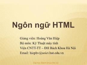 Bài giảng Ngôn ngữ HTML