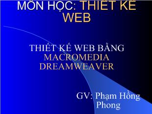 Bài giảng Thiết kế Web bằng Macromedia Dreamweaver