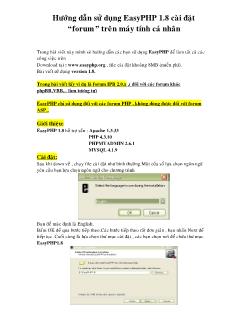 Hướng dẫn sử dụng EasyPHP 1.8 cài đặt “forum” trên máy tính cá nhân