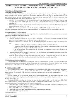 Kỹ thuật về các mô hình lập trình ứng dụng, các kiến trúc COM/DCOM và cách hiện thực ứng dụng dựa trên các kiến trúc này