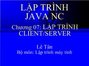 Lập trình Java nâng cao - Chương 7: Lập trình Client/Server