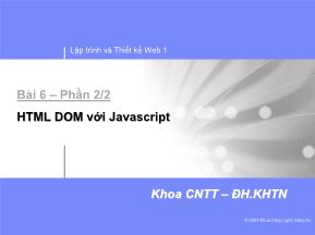 Lập trình và thiết kế Web 1 - Bài 6 - Phần 2/2: HTML DOM với JavaScript