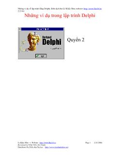 Những ví dụ trong lập trình Delphi