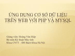 Ứng dụng cơ sở dữ liệu trên web với PHP và MySQL