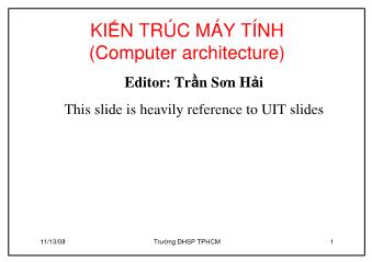 Bài giảng Kiến trúc máy tính - Trần Sơn Hải