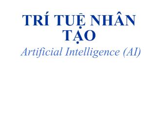 Bài giảng Trí tuệ nhân tạo