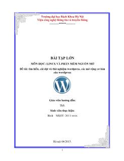 Đề tài Tìm hiểu, cài đặt và thử nghiệm Wordpress, các mở rộng cơ bản của Wordpress