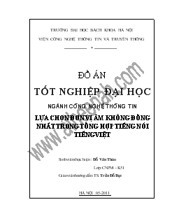 Đồ án Lựa chọn đơn vị âm không đồng nhất trong tổng hợp tiếng nói Tiếng Việt