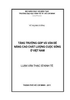 Luận văn Tăng trưởng GDP và vấn đề nâng cao chất lượng cuộc sống ở Việt Nam
