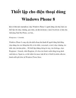 Thiết lập cho điện thoại dùng Windows Phone 8